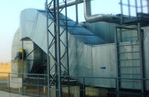 A heat exchanger of an output of 2.1 MW is placed outdoors next to the regenerative thermal separator 