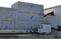 Cooling towers with a covered absorption unit.