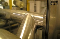 Spalinový výměník s externím Bypasse detailExhaust gas heat exchanger with an external by-pass system - detailed view.