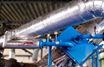 The 160 kW VENTOS exhaust gas heat exchanger is placed on the flue gas duct of the PVG 250_2 boiler